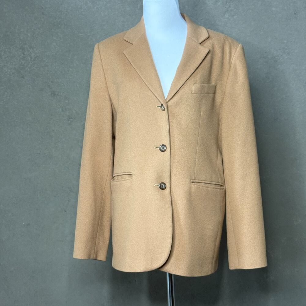 LL Bean Camel Wool Cashmere Blazer Made in USA Women's 10 Preppy Classic